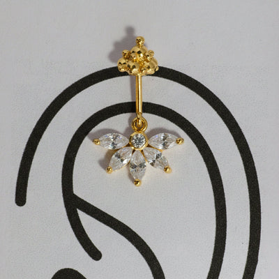 SILVER 5 MARQUIS HANGING WITH GOPURAM TOP GOLD BUGADI