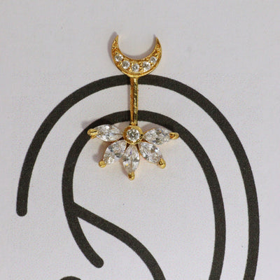SILVER 5 MARQUIS DIAMOND STONE MOON STON TOP GOLD BUGADI