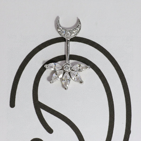 SILVER 5 MARQUIS DIAMOND STONE MOON STON TOP BUGADI