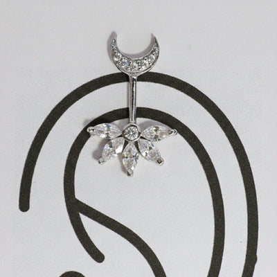 SILVER 5 MARQUIS DIAMOND STONE MOON STON TOP BUGADI