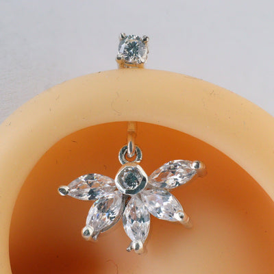 SILVER 5 MARQUIS DIAMOND STONE WITH STONE TOP HANGING BUGADI