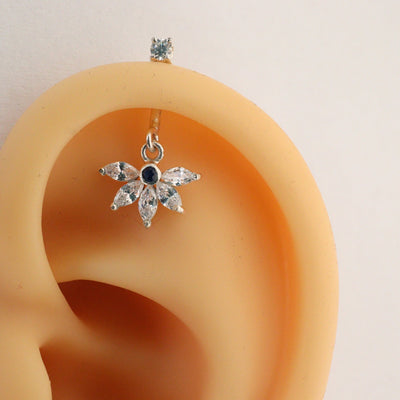 SILVER 5 MARQUIS DIAMOND STONE WITH STONE TOP HANGING BUGADI