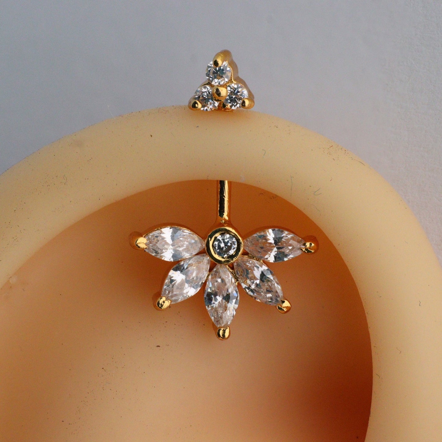SILVER 5 MARQUIS DIAMOND STONE TRI STONE TOP GOLD BUGADI