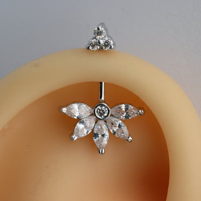 SILVER 5 MARQUIS DIAMOND STONE TRI STONE TOP BUGADI