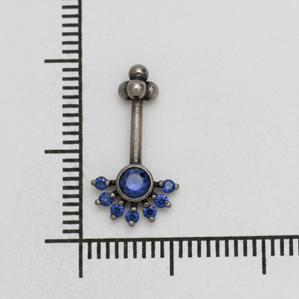 Silver Bugadi Aster 4 Bead Top Oxidize Blue Sapphire Design