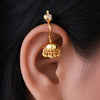 Silver Bugadi Jhumka Stone Ball Bead Top Gold Diamond Design