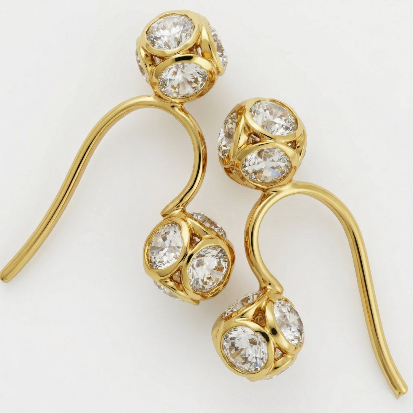 Silver Bugadi Stone Ball Dual Clipon Gold Diamond Design