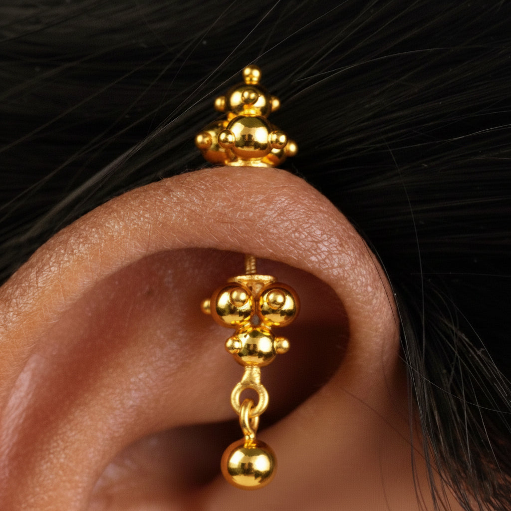 Silver Bugadi Dome Dual & Drop Gold Design