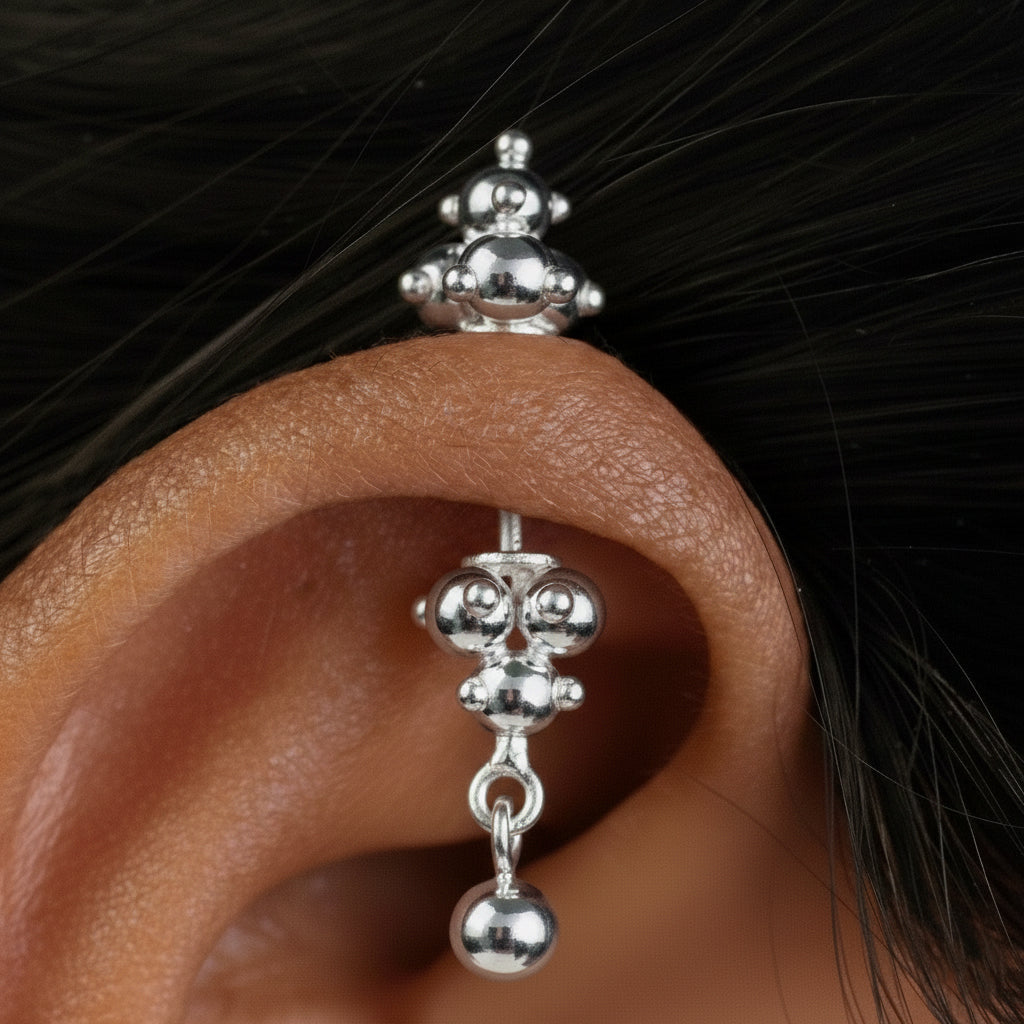 Silver Bugadi Dome Dual & Drop Silver Design