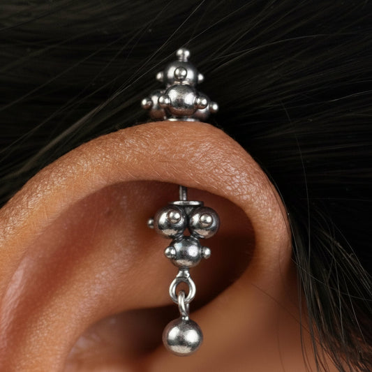 Silver Bugadi Dome Dual & Drop Oxidize Design