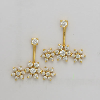 Silver Bugadi 7 Stone Flower 3 Stone Top Gold Diamond Design