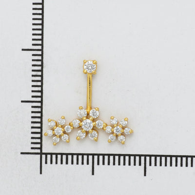 Silver Bugadi 7 Stone Flower 3 Stone Top Gold Diamond Design