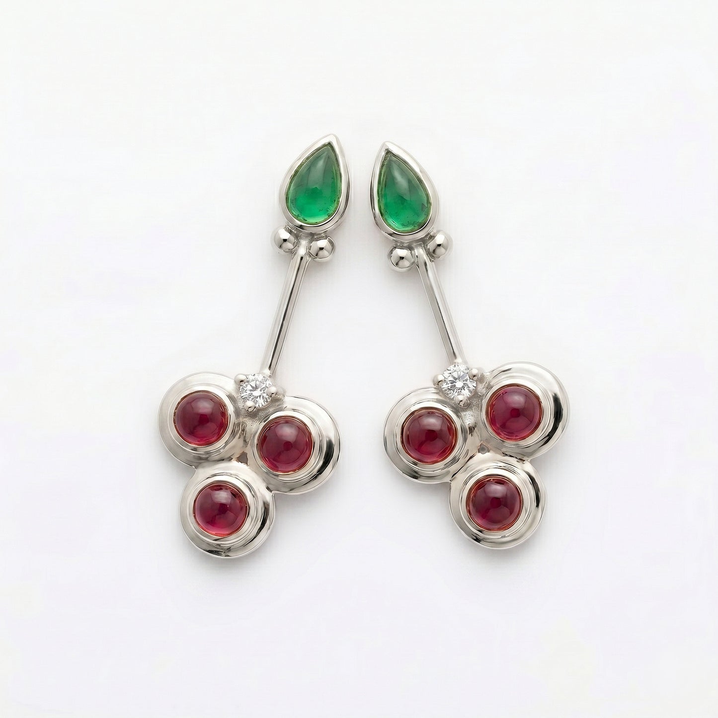 Silver Bugadi Killi Kanni Tear Top Ruby Red Design