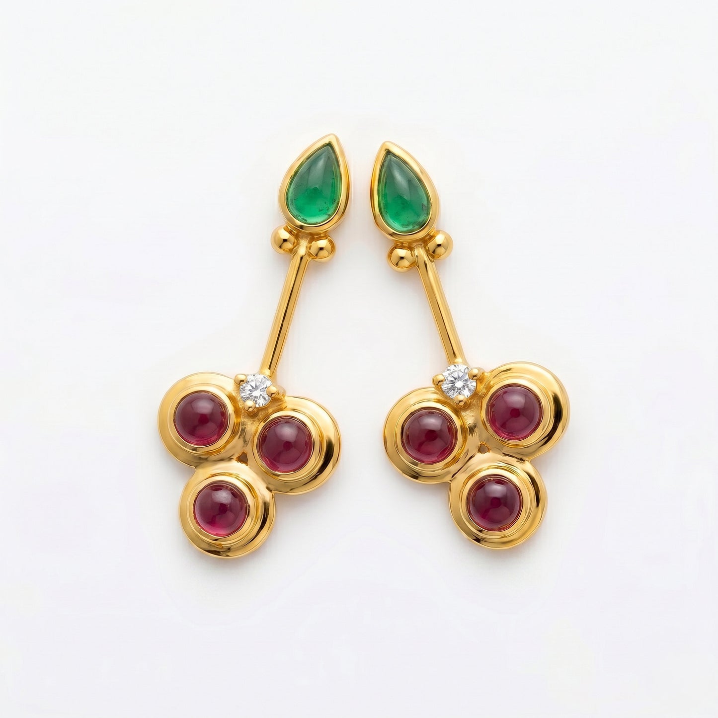 Silver Bugadi Killi Kanni Tear Top Ruby Red Design