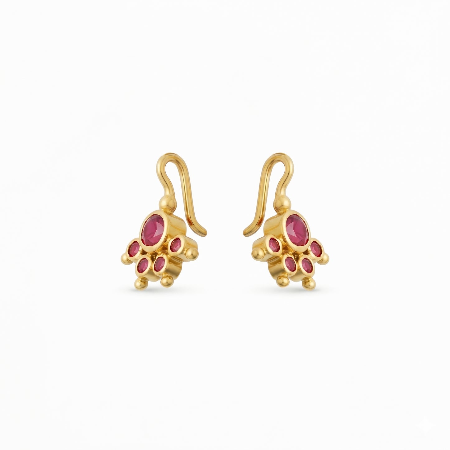 Silver Bugadi Charm 5 Stone Mookuthi Ruby Red