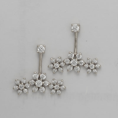 Silver Bugadi 7 Stone Flower 3 Stone Top Diamond Design