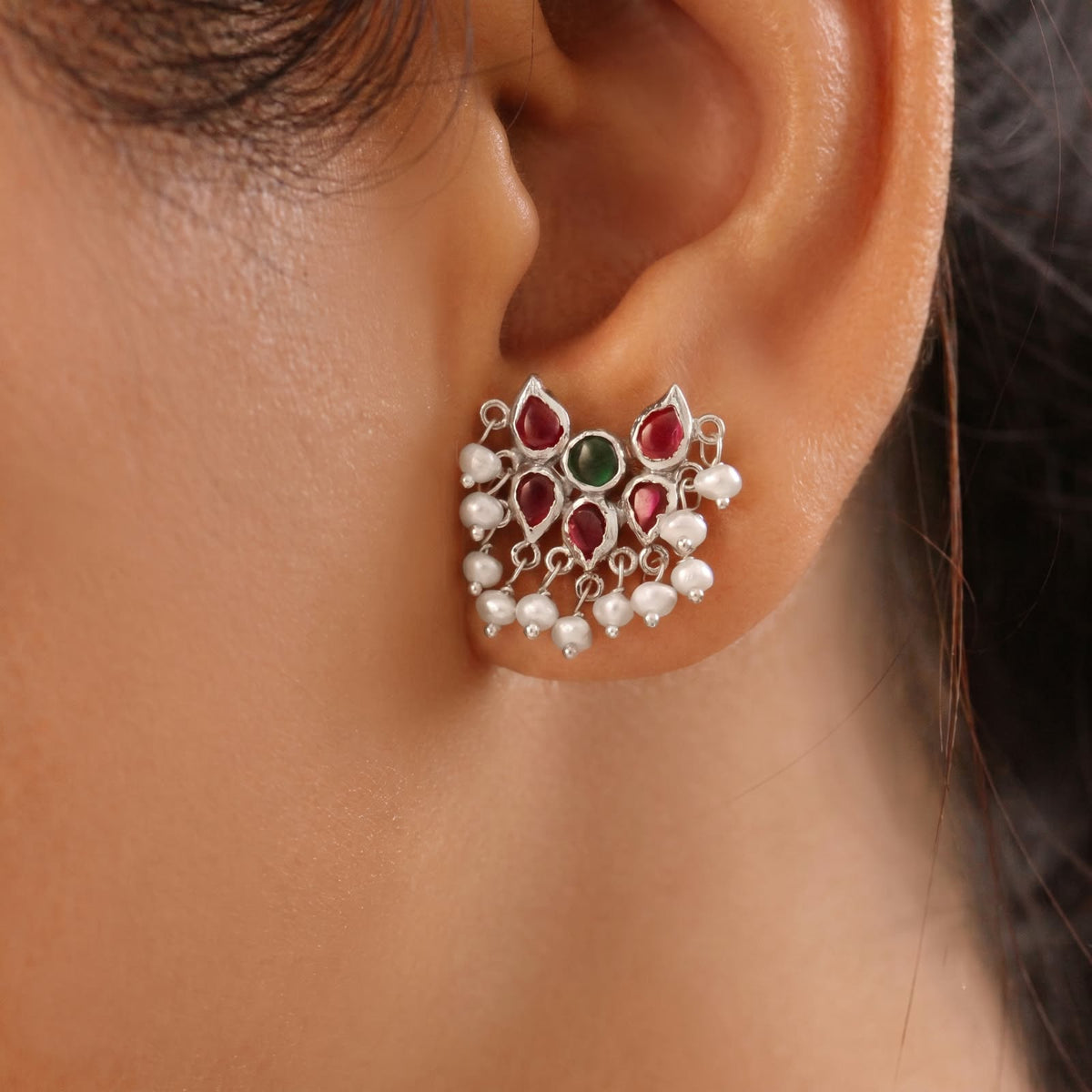 Silver Jhari Earring