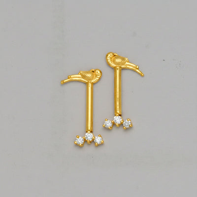 Silver Bugadi 3 Stone Line Parrot Top Gold Diamond Design