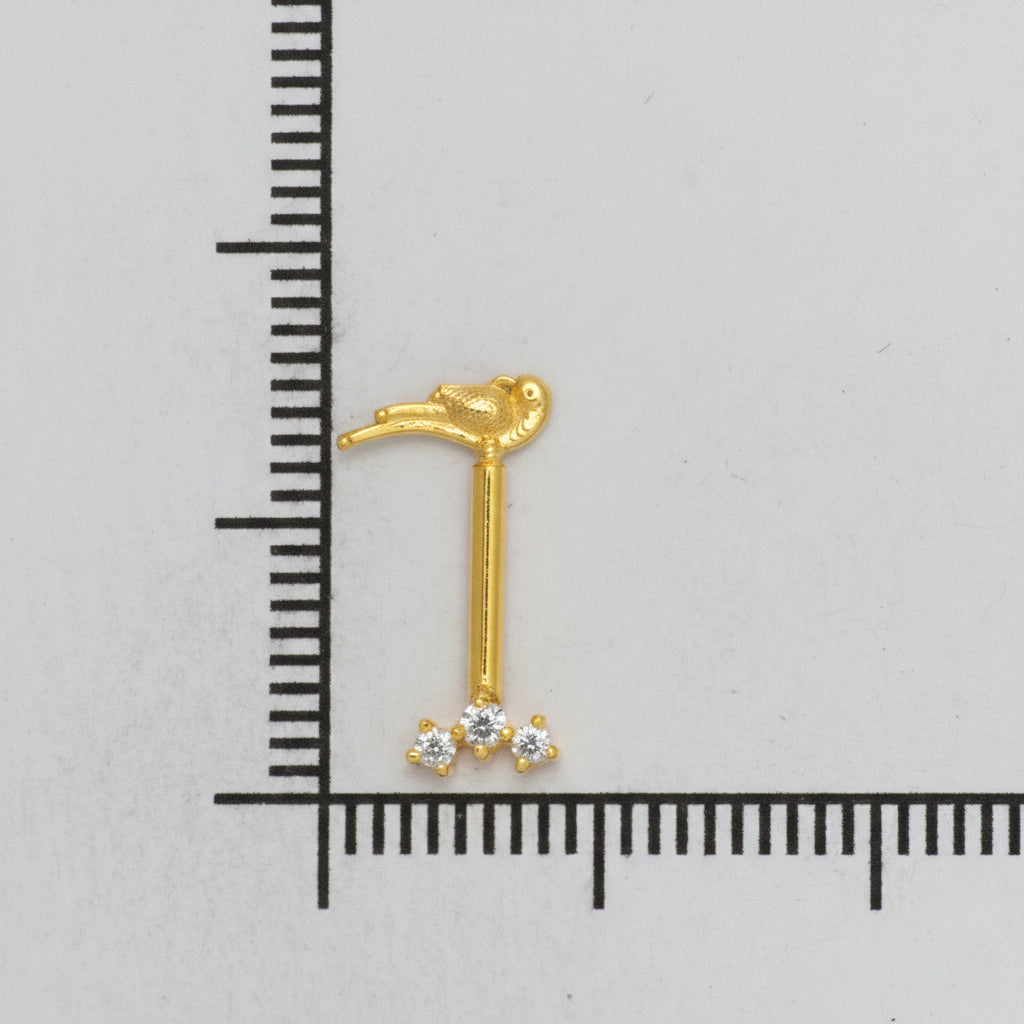 Silver Bugadi 3 Stone Line Parrot Top Gold Diamond Design
