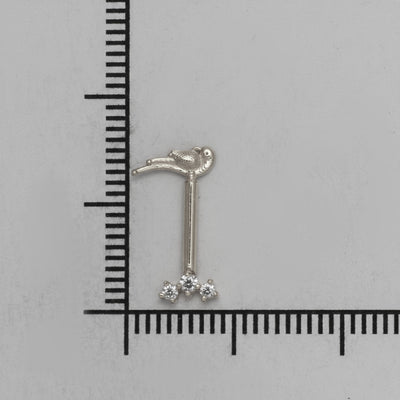 Silver Bugadi 3 Stone Line Parrot Top Diamond Design