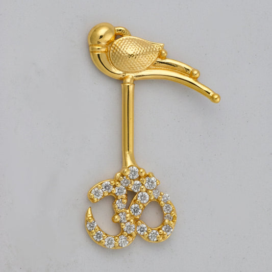 Silver Bugadi Om Crystal Parrot Top Gold Diamond Design