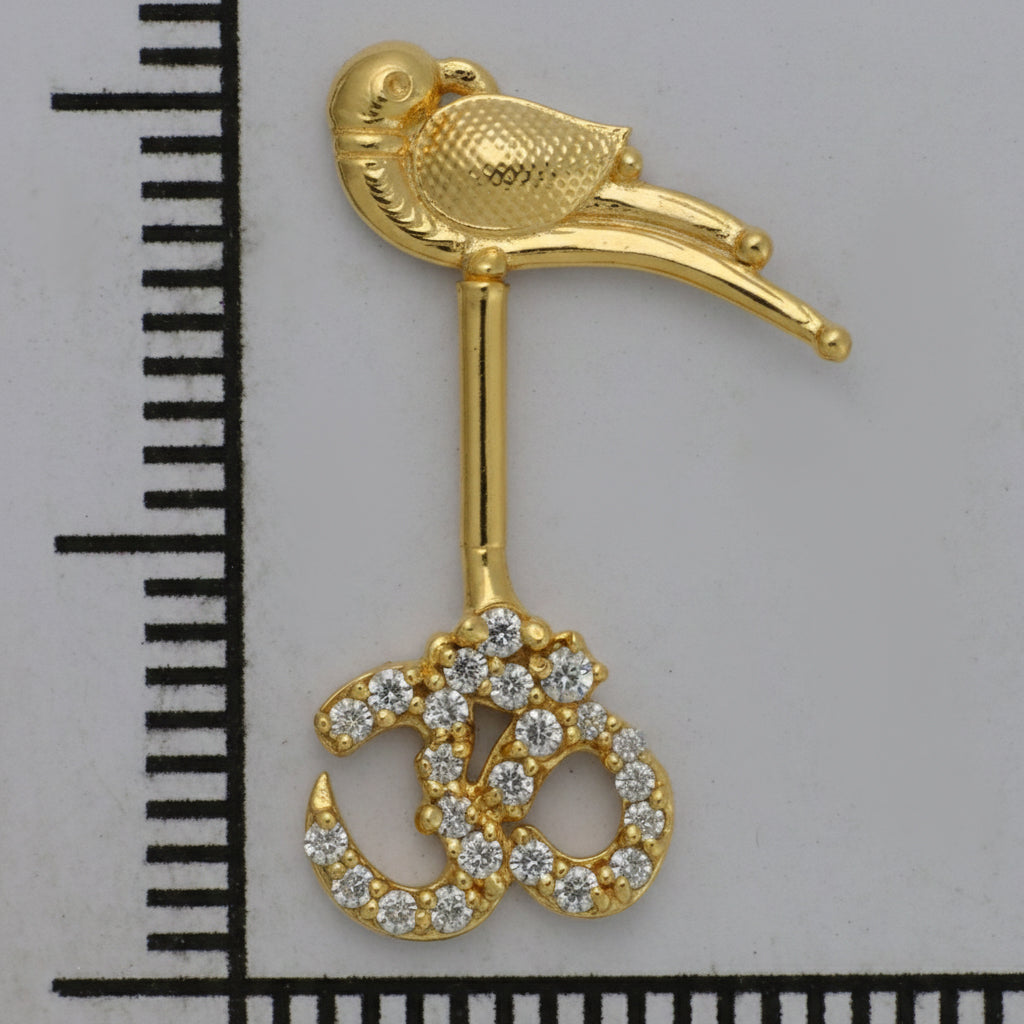 Silver Bugadi Om Crystal Parrot Top Gold Diamond Design