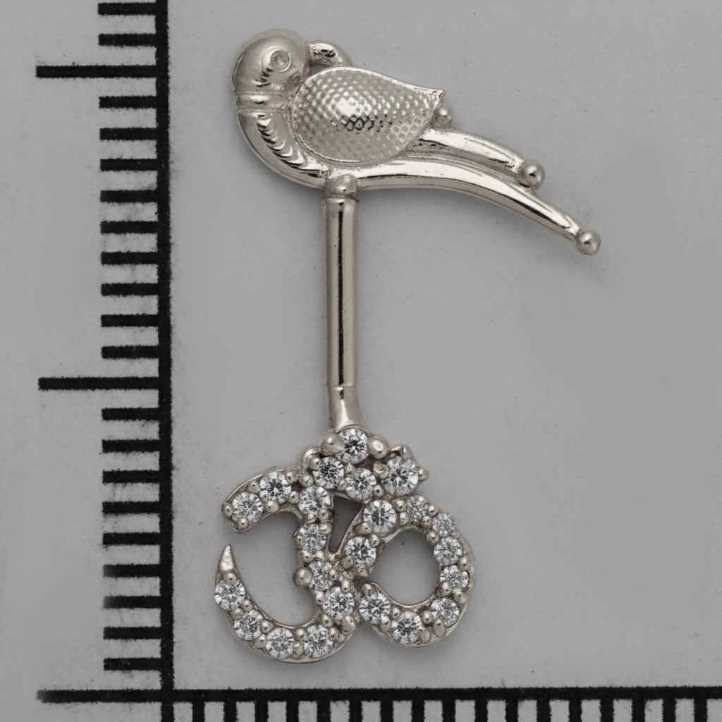 Silver Bugadi Om Stone Parrot Top Diamond Design