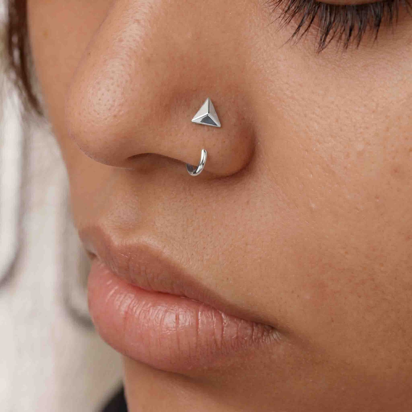 Silver Trigon Nose pin