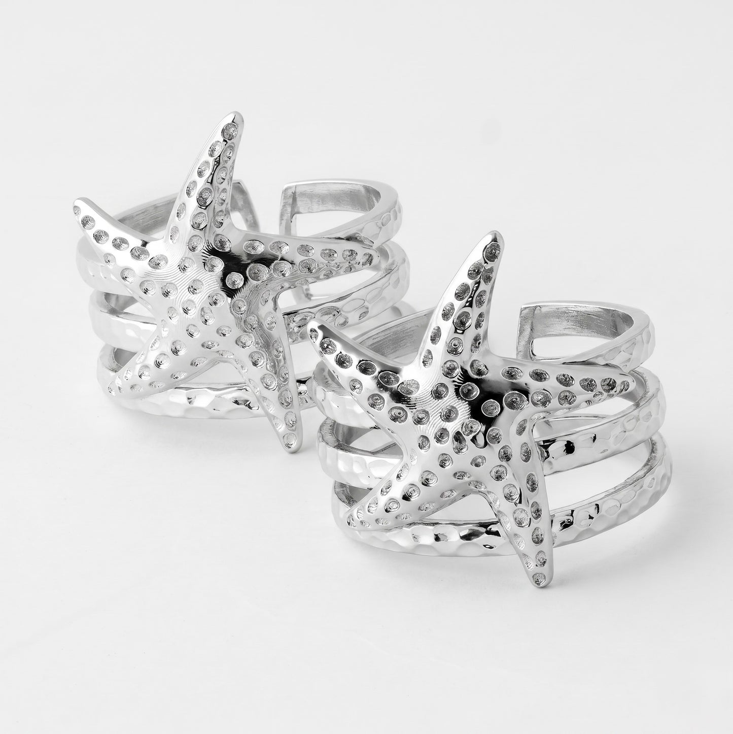 Silver Starfish Hammered Toe Ring