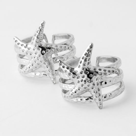 Silver Starfish Hammered Toe Ring