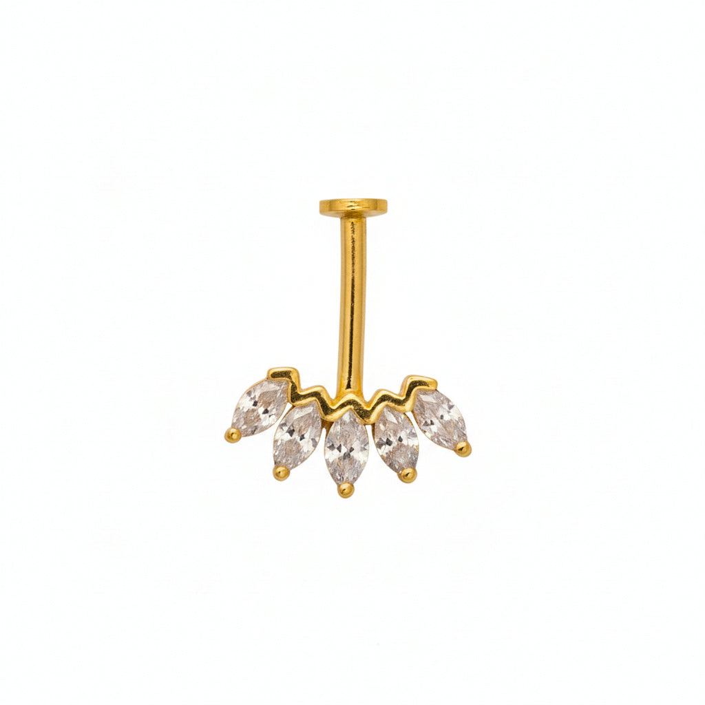 SILVER 5 MARQUIS CLOSE SETTING GOLD PLATED BUGADI