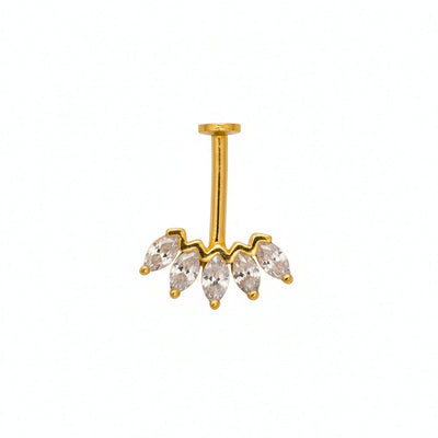 SILVER 5 MARQUIS CLOSE SETTING GOLD PLATED BUGADI
