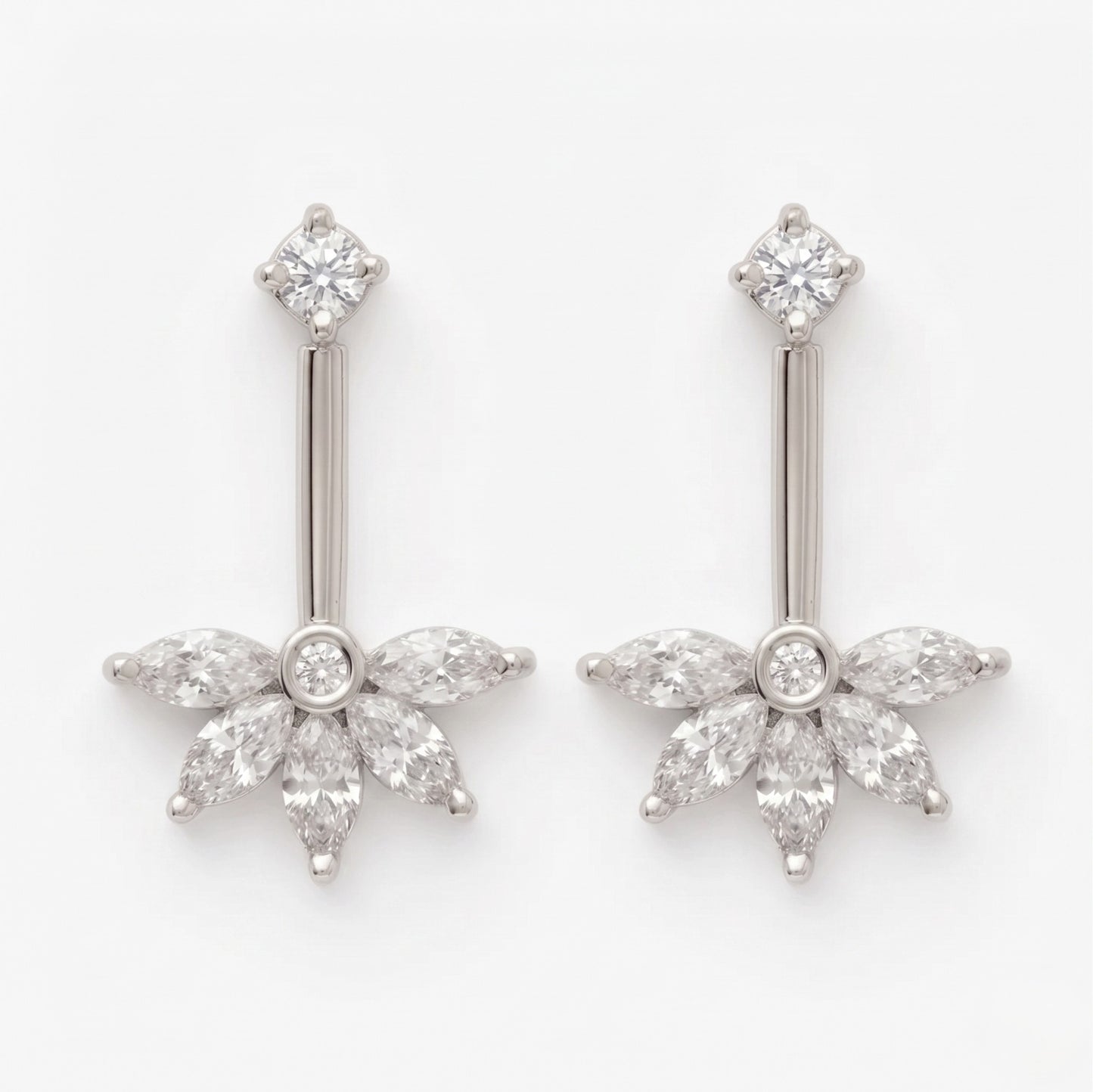 Silver Bugadi 5 Marquis & Top Stone Gold Diamond Design