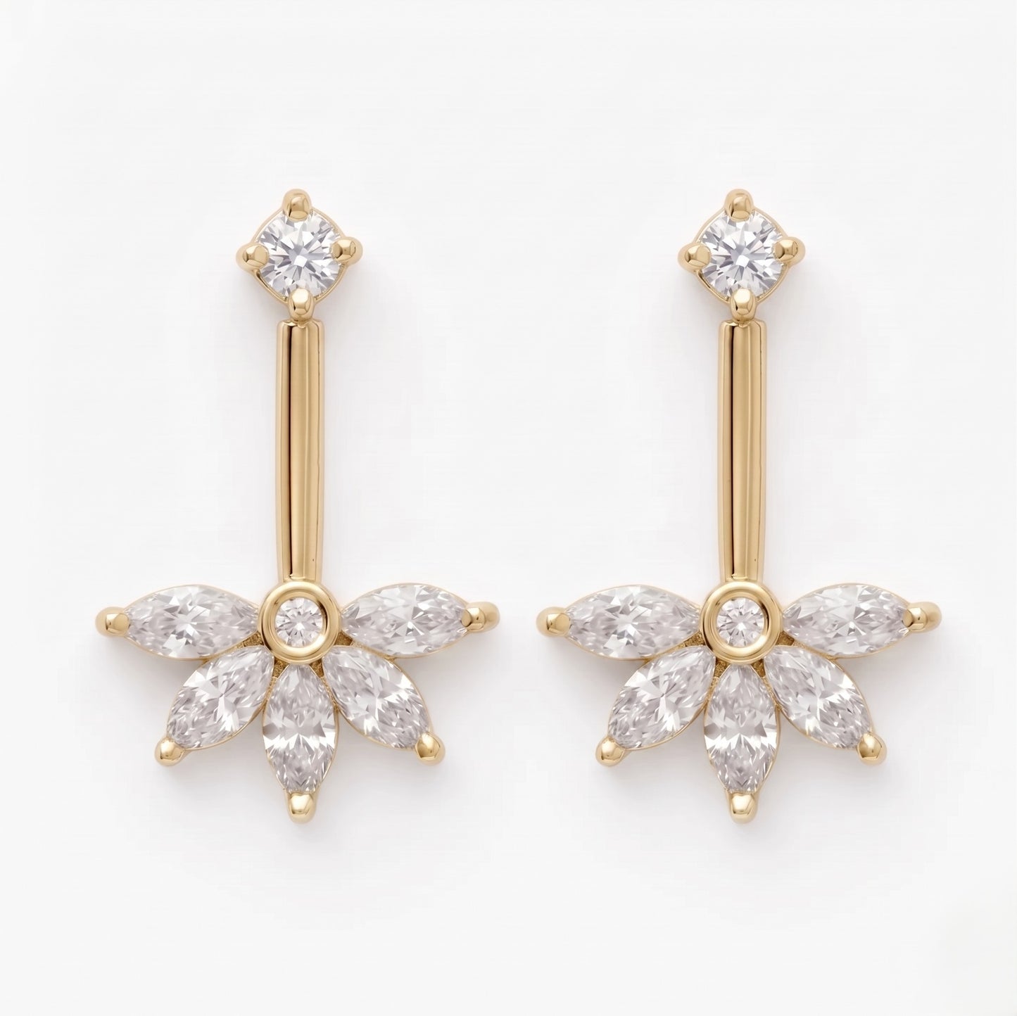 Silver Bugadi 5 Marquis & Top Stone Gold Diamond Design