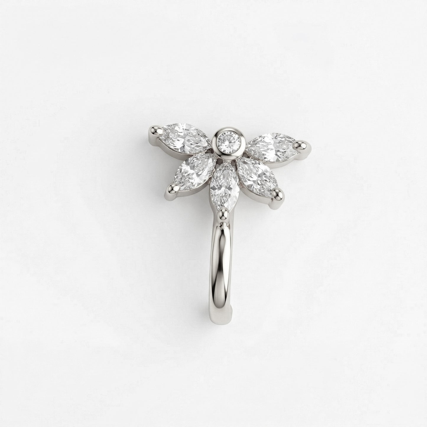 Silver 5 Marquis Crystal Clipon Nosepin