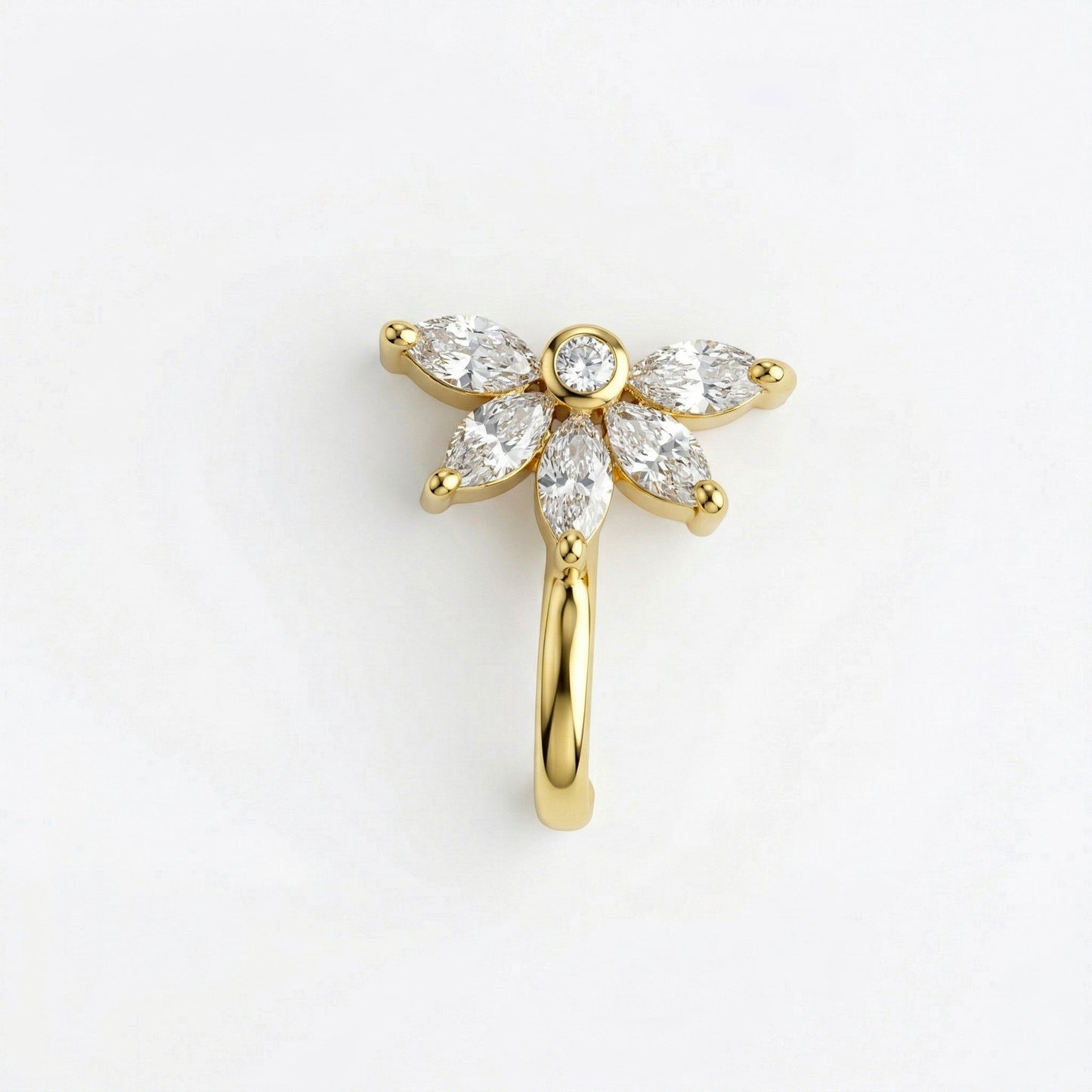 Silver 5 Marquis Crystal Clipon Nosepin