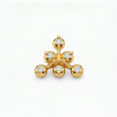 Silver 6 Stone Cluster Triangle Nosepin