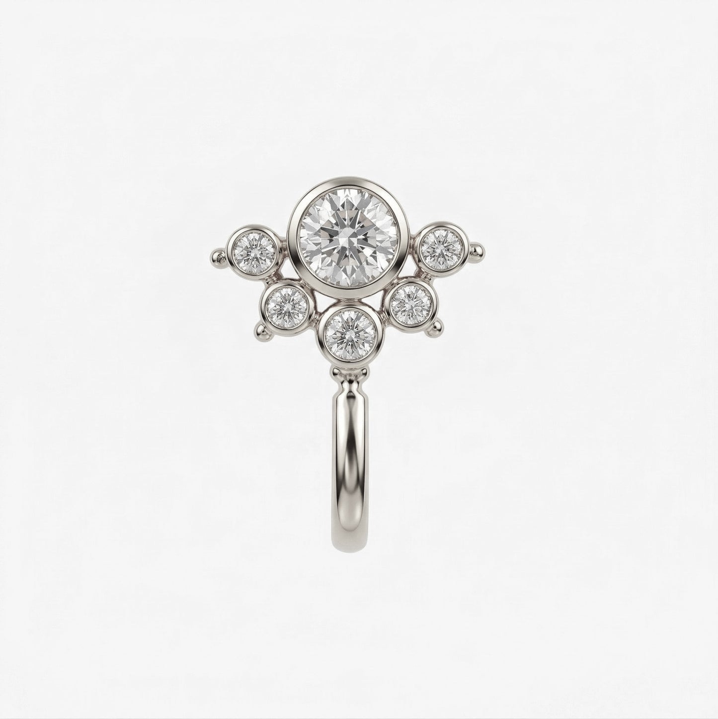 Silver 6 Stone Mookuthi Crystal Clipon Nosepin