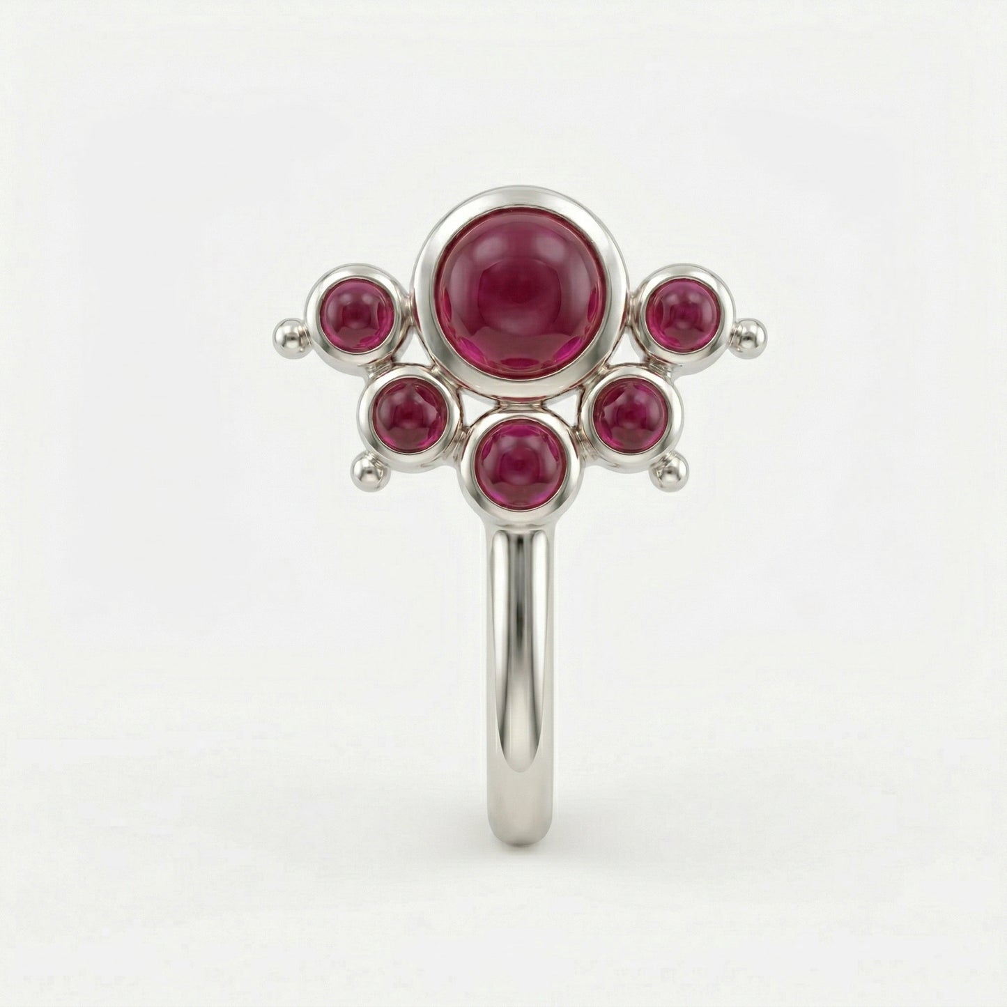 Silver 6 Stone Mookuthi Ruby Red Clipon Nosepin