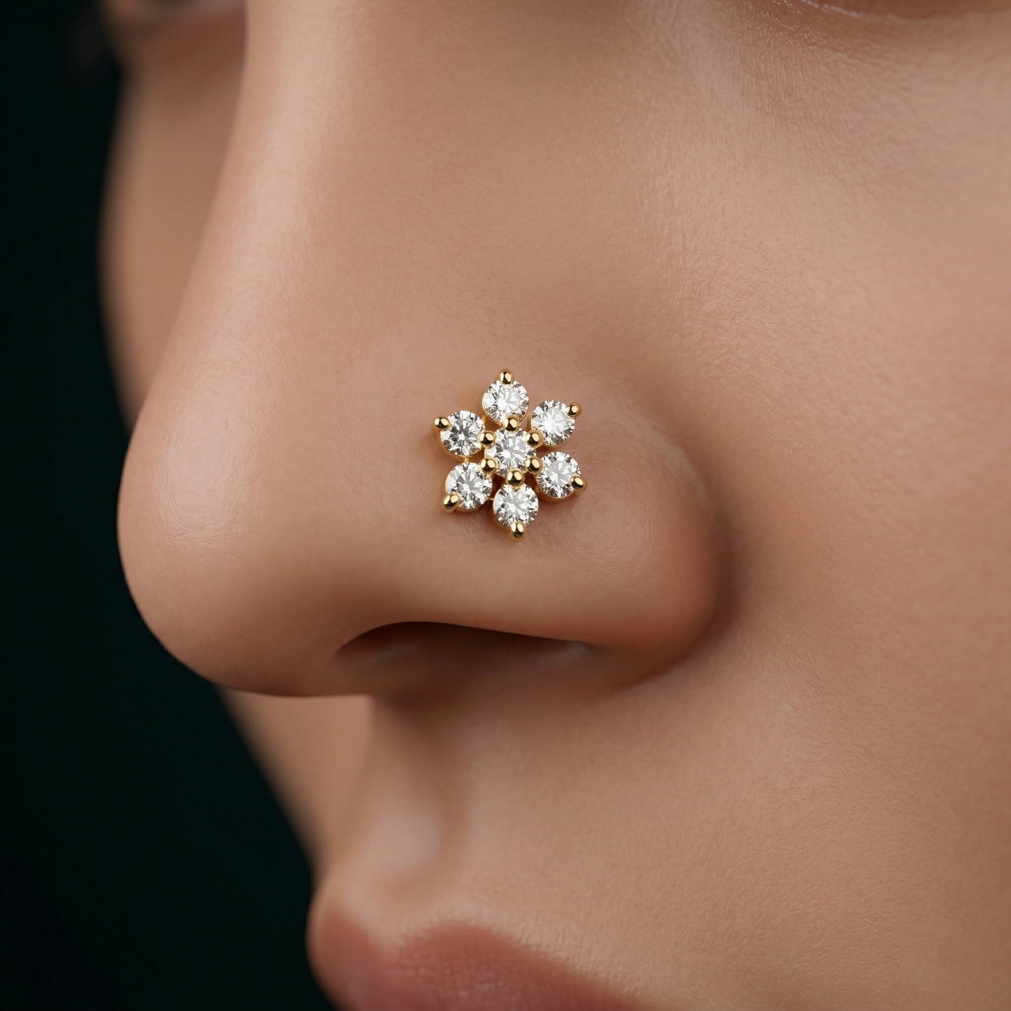 Silver 7 Stone Flower Nosepin