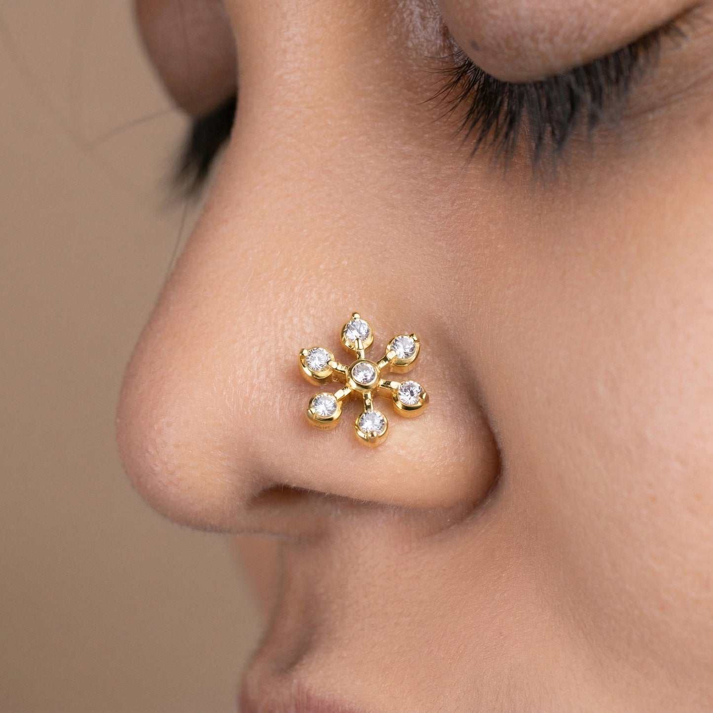 Silver 7 Stone Snowflake Nosepin