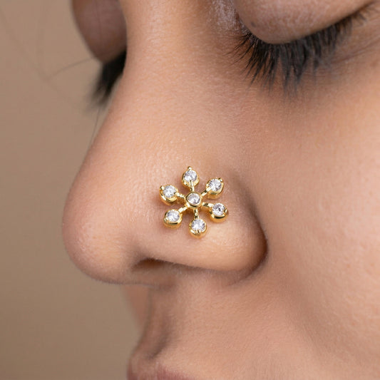 Silver 7 Stone Snowflake Nosepin