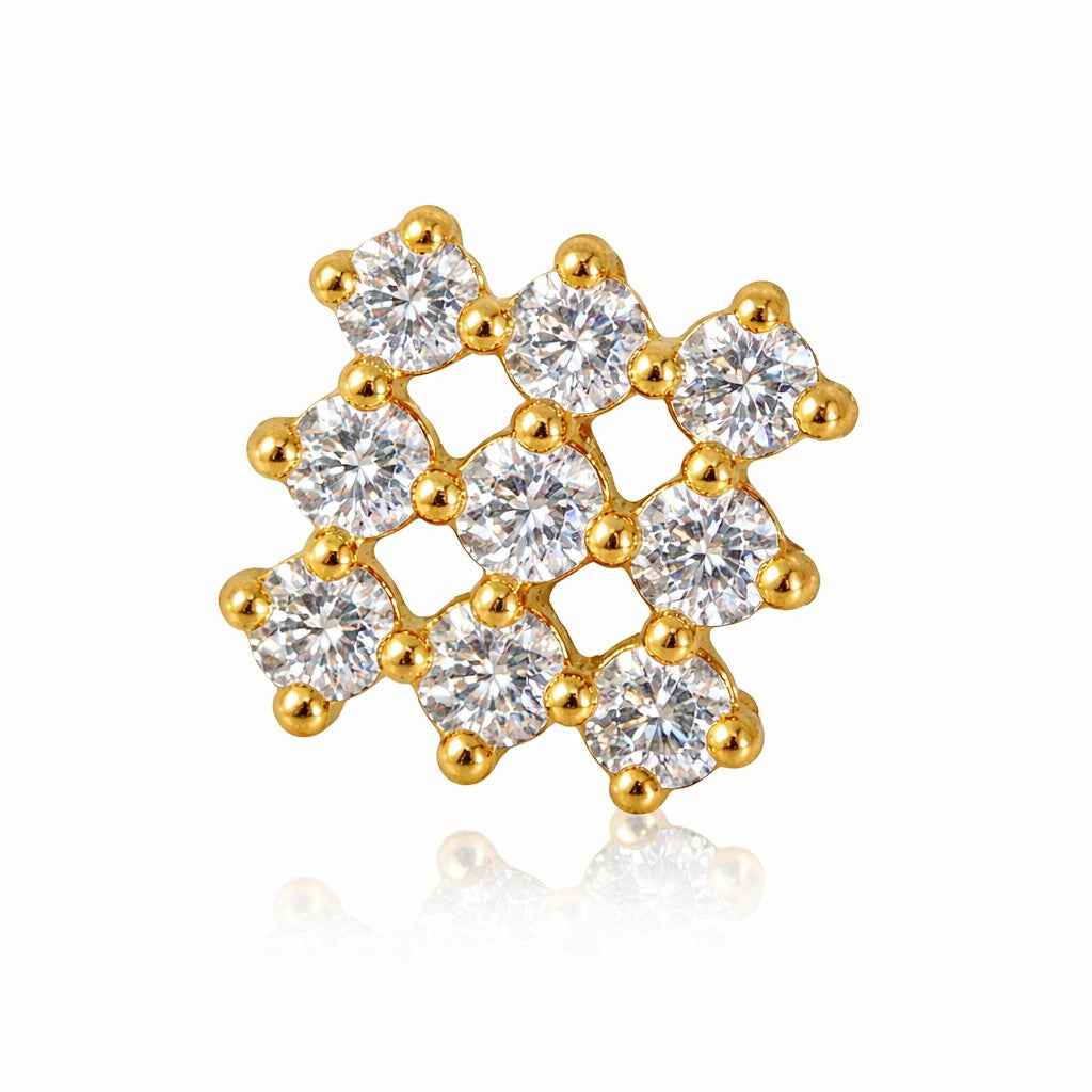 Silver 9 Stone Grid Nosepin