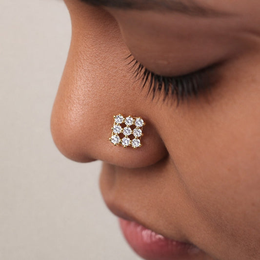 Silver 9 Stone Grid Nosepin