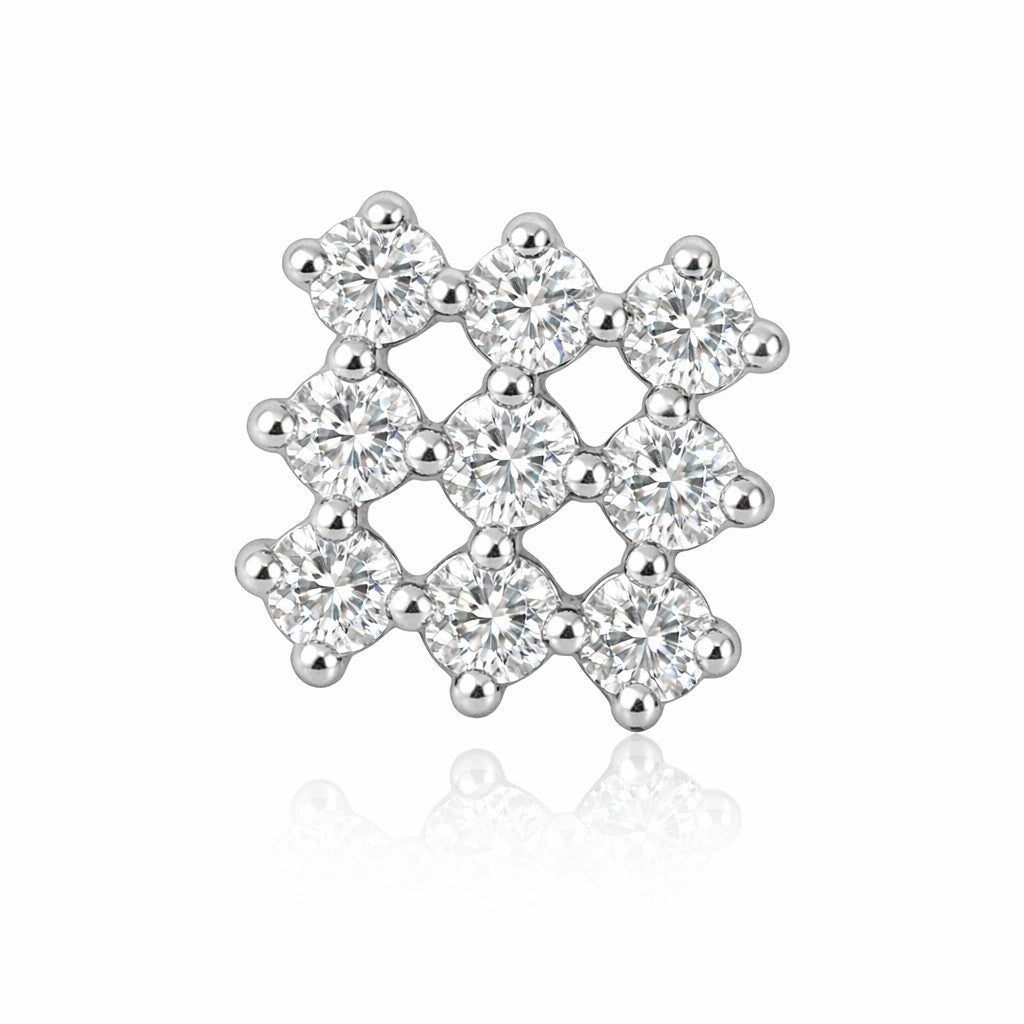 Silver 9 Stone Grid Nosepin