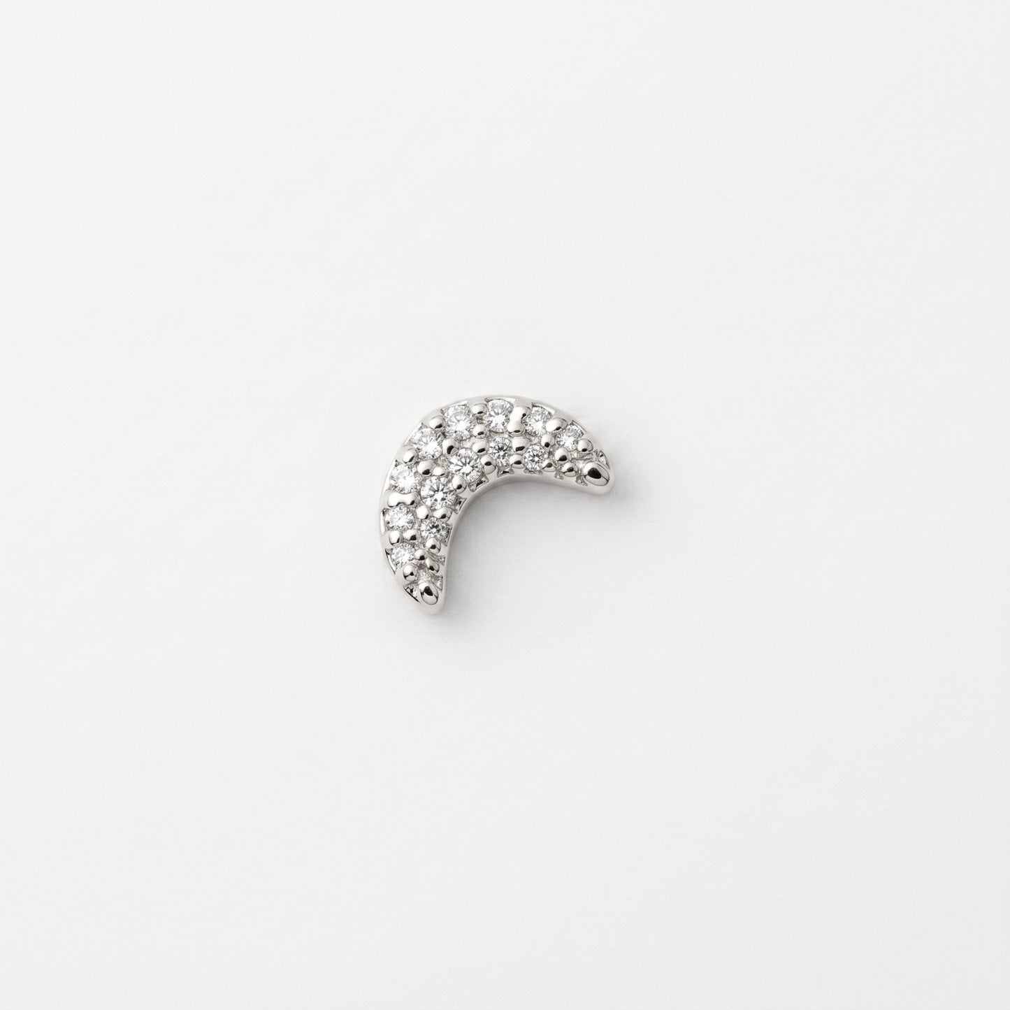 Silver Pave Crescent Moon Nosepin