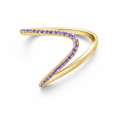 Silver Amethyst V Ring