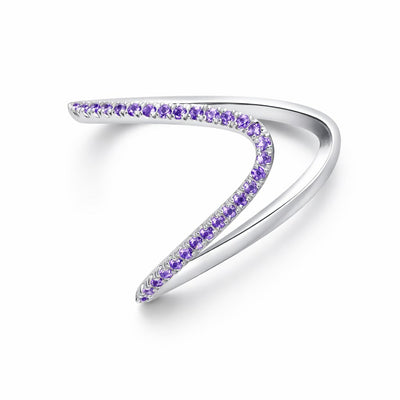 Silver Amethyst V Ring