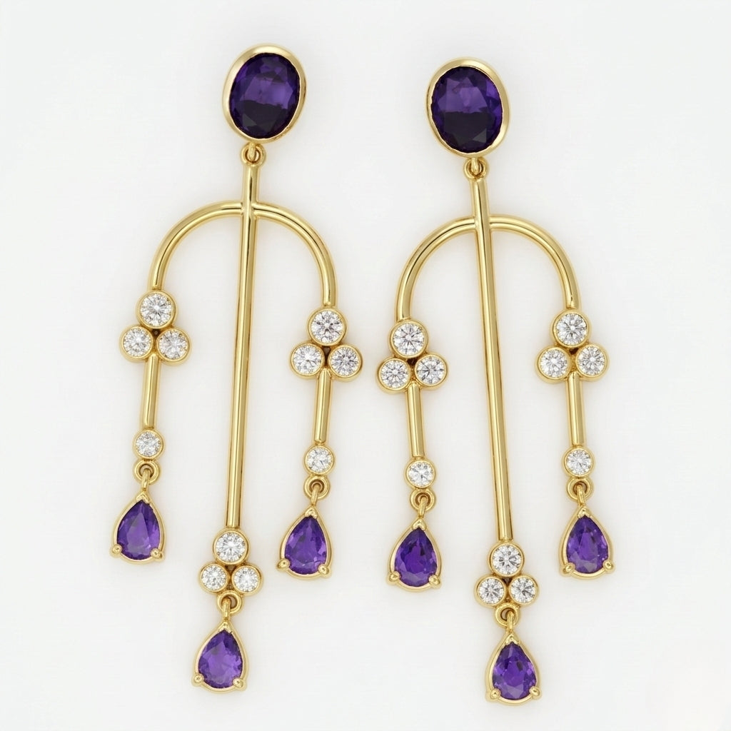 Silver Earring Astra Chandelier Stud Design