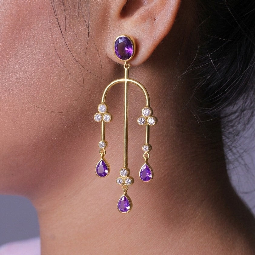Silver Earring Astra Chandelier Stud Design